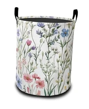 Laundry Basket,Large Canvas Fabric Lightweight Storage Hamper Retro Lavender