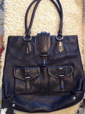 VTG TUMI Pebbled Black Leather Tote (Disc.) Quiet Lux Quality Premium Line Clean