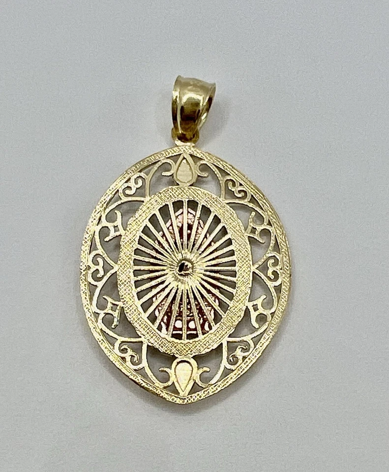 Трехцветный религиозный кулон 14 карат - Virgen De Guadalupe - Изображение 2 из 4