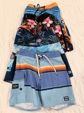 Lot of 4 -Hurley Billabong Boys Swim Trunks, pull on, EUC