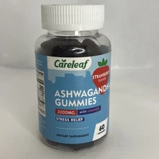 Careleaf Ashwagandha Stress Relief 3000mg Strawberry 60 Gummies exp: 4/26