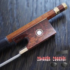 Gold Alloy Fitted Pernambuco Violin Bow With Snakewood Frog 4/4 Free Shipping