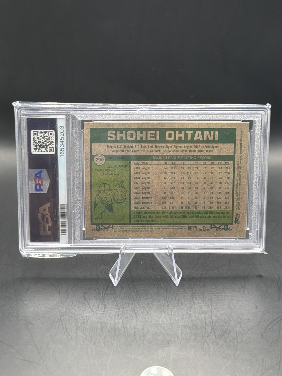 2026 Topps Heritage Chrome Refractor #290 Shohei Ohtani PSA 8 All-Star Dodgers view 2