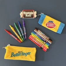 Vintage 2003 Foohy Retractable Markers Double End Set with Pencil Pouches 