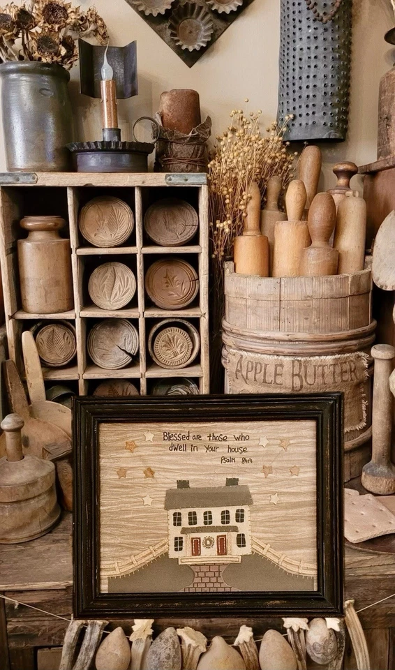 Authentic Repro Sampler Rustic Folk Art Cross Stitch Framed Primitive Bible Vers - Image 4 of 4