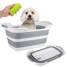 Collapsible Pet Bathtub with Water Drainage Hole and Plug - Foldable Plastic ...