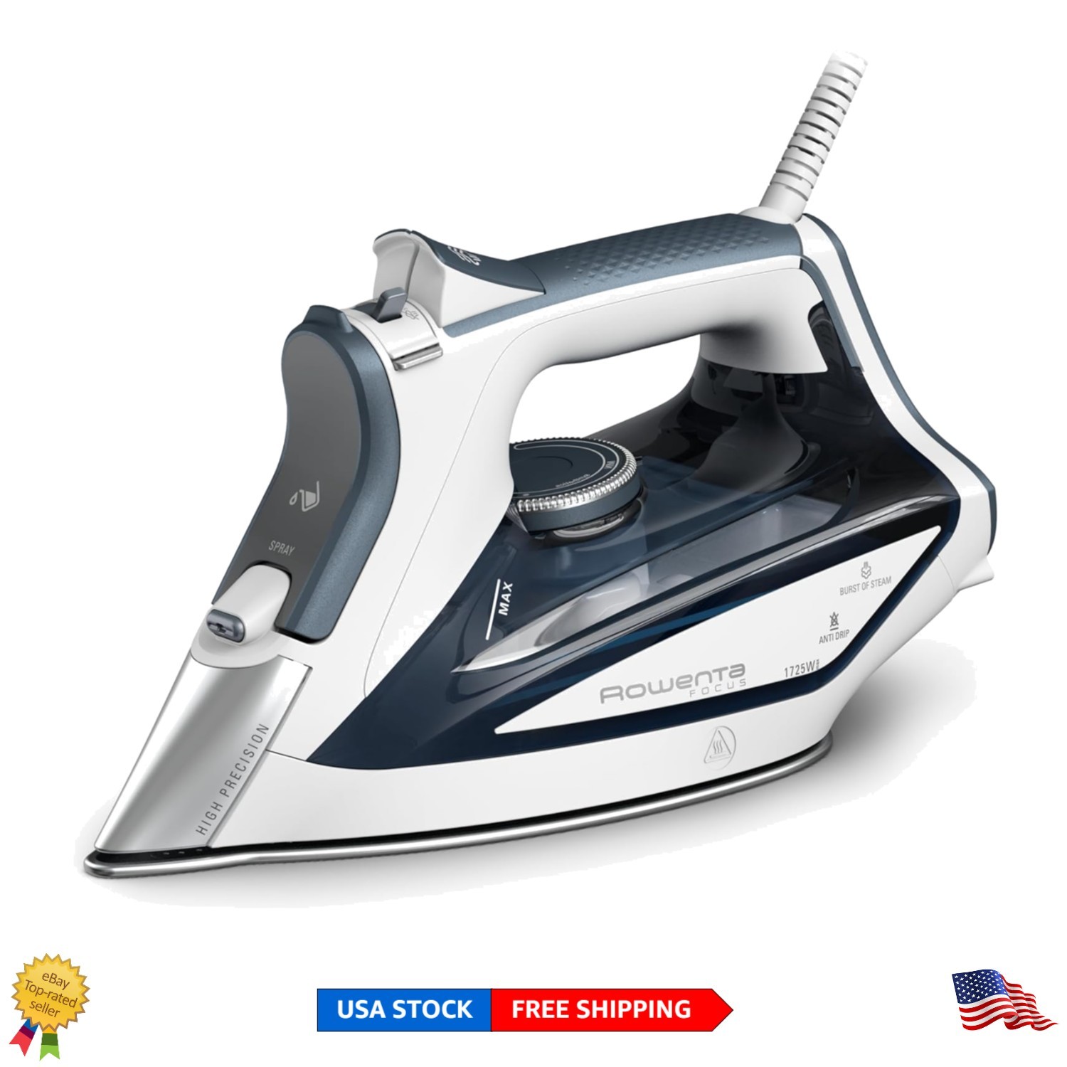 Ing With Focus 1725w Leakproof Steam Iron And Adjustable Set