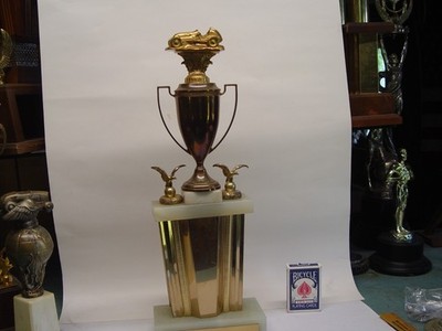 Vintage 1940's VINTAGE MIDGET RACING TROPHY SHOWROOM NEVER USED 10 LBS ONYX
