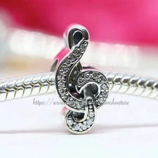 100% Authentic Pandora Sterling Silver Sweet Music Treble Clef Charm 791381CZ