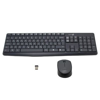 LOGITECH MK235 Set Wireless Tastatur Maus WIFI QWERTZ Layout Schwarz