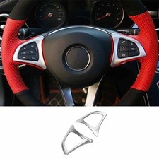 Steering Wheel Button Frame Silver Steel Cover Trim For Benz A-Class W177 19-22