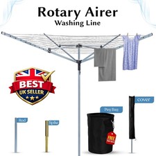 4-Arm Heavy Duty Rotary Washing Line Clothes Dryer - 60M/50M/40M Outdoor Airer