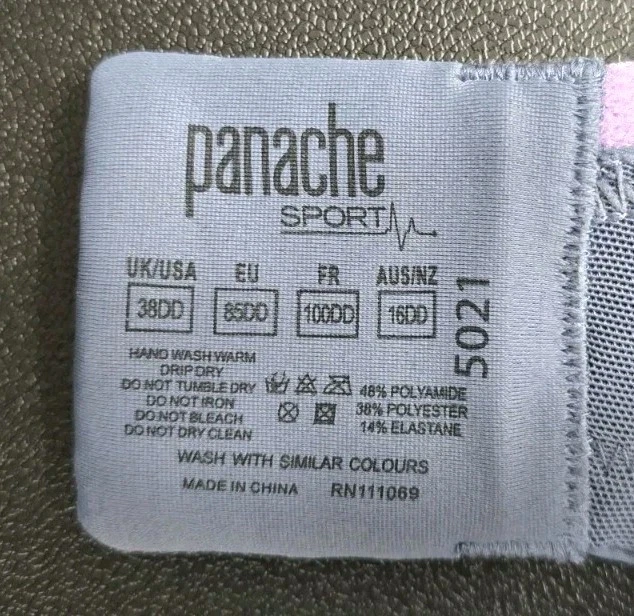 Sujetador deportivo Panache Power 5021 con aros de alto impacto púrpura talla 38DD para mujer Foto 4 de 4