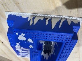 Lego Raised Base Plate - Blue & White Snow Mountain Ice Canyon Ramp 6983 Cracked