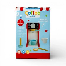Playright Wooden Coffee Maker Set 7 Pieces Red Kids 2 Barista Toy - NEW