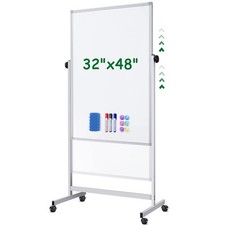 Rolling Whiteboard on Wheels, 32x48 Inches Double-Sided Magnetic Dry Erase Bo...