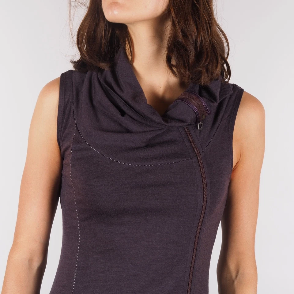 Sarah Pacini 复古女式无袖羊毛长款开衫不对称拉链 1/S — 第 3/4 张图片