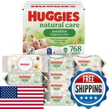 Huggies Natural Care Sensitive Baby Wipes Unscented Hypoallergenic 12 Flip-Top