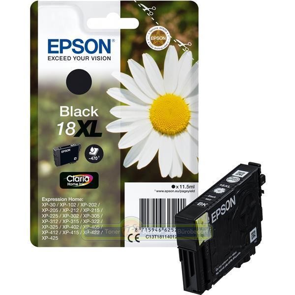 Original Xl Epson Tintenpatrone T1811 Black Schwarz GäNseblüMchen-Serie T18-image