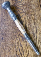 Antique Sterling Silver and Mother of Pearl Parasol or Walking Stick Handle