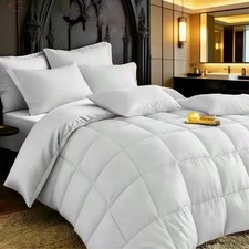 White Comforter Set Box Stitch Down Alternative All Season Microfiber Bedding