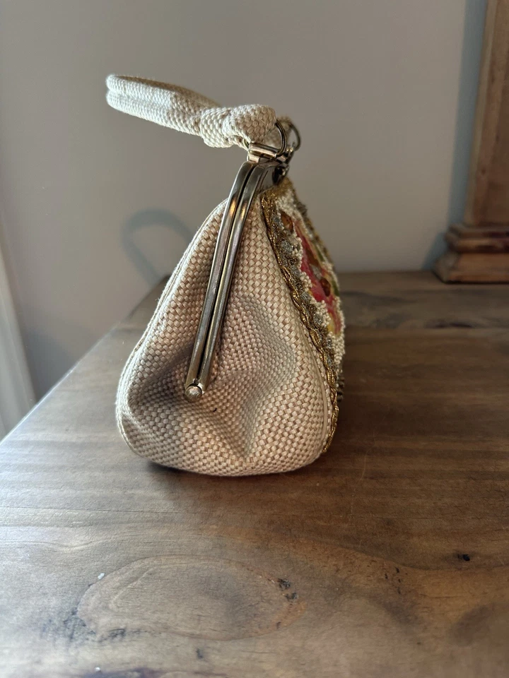 "Bolso de mano vintage Caron of Houston con cuentas estrás floral 5""T 8""W" Foto 3 de 4