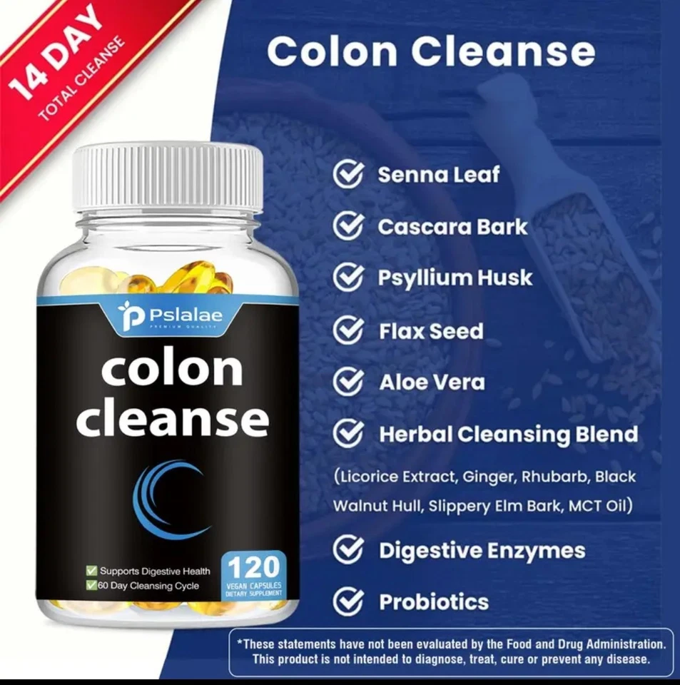 #1 Colon Cleanse Senna Leaf Ext. Cascara Sagrada Bark Psyllium Husk Gut Health - Image 3 of 4