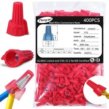 400PCS Red Wire Nuts Connectors P12 Twist Wire Caps Electrical Wire Connector...