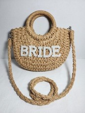 Bride Purse, straw purse, cross body, beach, summer, big, wedding