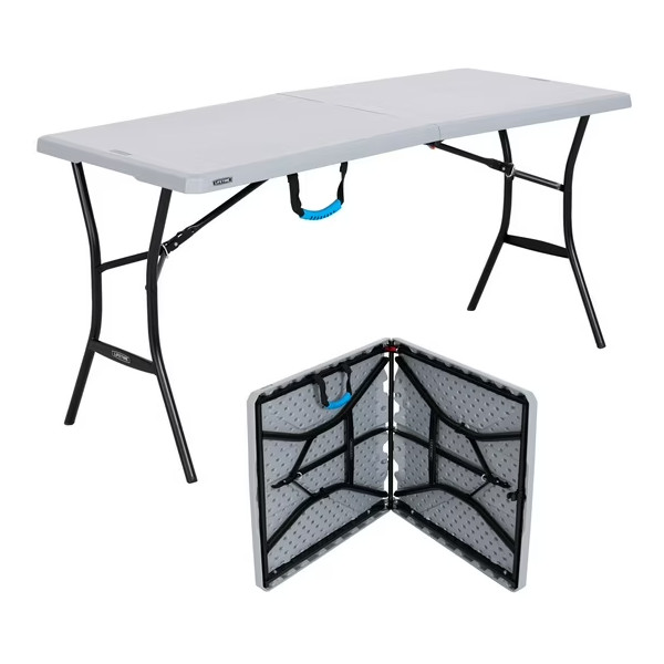 Lifetime 5-Foot Fold-in-Half Table Portable Indoor Outdoor Utility Camping Event