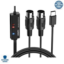 6.5Ft MIDI to USB C Cable - Plug  Play Keyboard  Synth Interface with LED I...