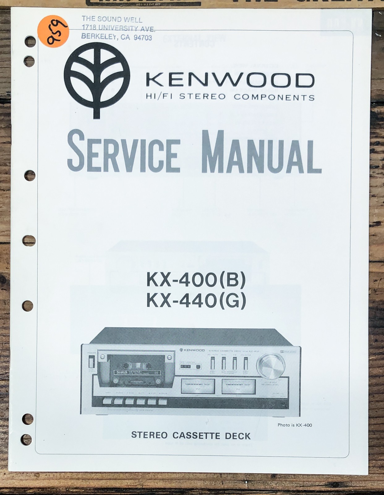 Kenwood KX-400 KX-440 Cassette  Service Manual *Original*