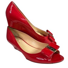 KATE SPADE New York Roxana Wedge Pump Red Patent Leather Open Toe 328 Size 8.5