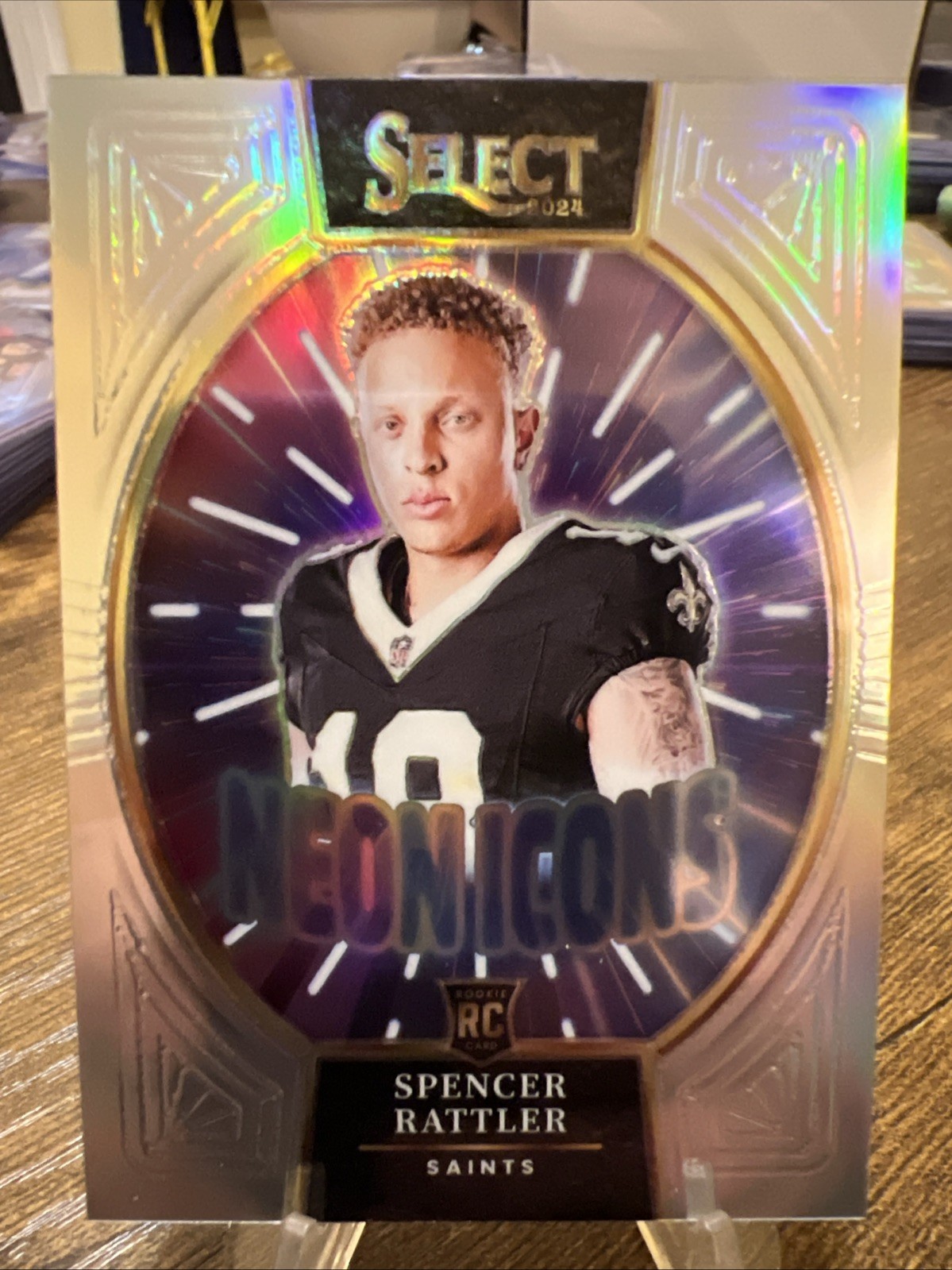 2024 Panini Select - Neon Icons Spencer Rattler #20 Silver Prizm (RC) Saints