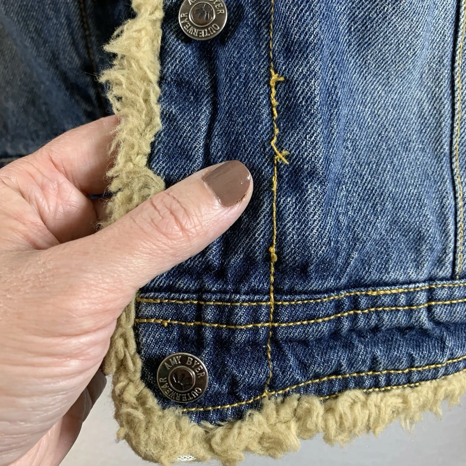 Chaqueta de Camionero Amy Byer Sherpa Años 90 De Colección Talla L Juniors Y2K Grunge Indie Vaquera Foto 2 de 4