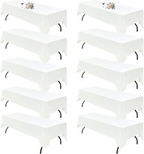 10Pack White Linen Tablecloths for 8 Foot Rectangle Tables 60x126Inch White Ta
