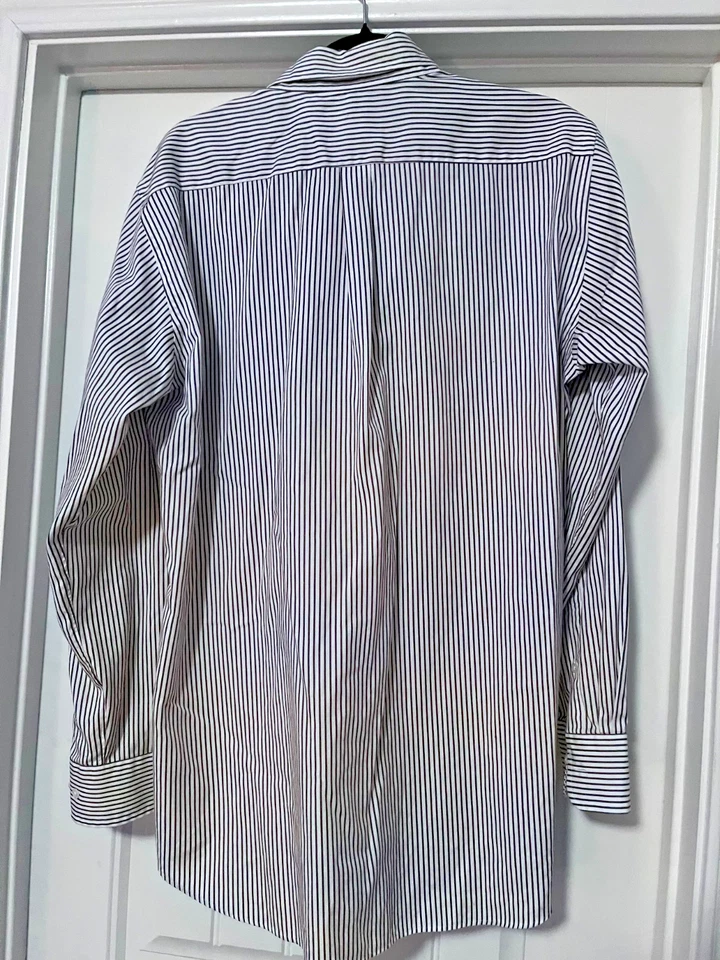 Camisa Uniqlo Adulto Grande Rayas Abotonada Manga Larga Calce Ajustado Informal Para Hombre Foto 3 de 4