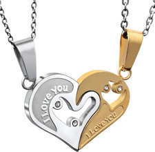 Couple Heart or Cat BFF Best Friend for Girls Puzzle Friendship Pendant Necklace