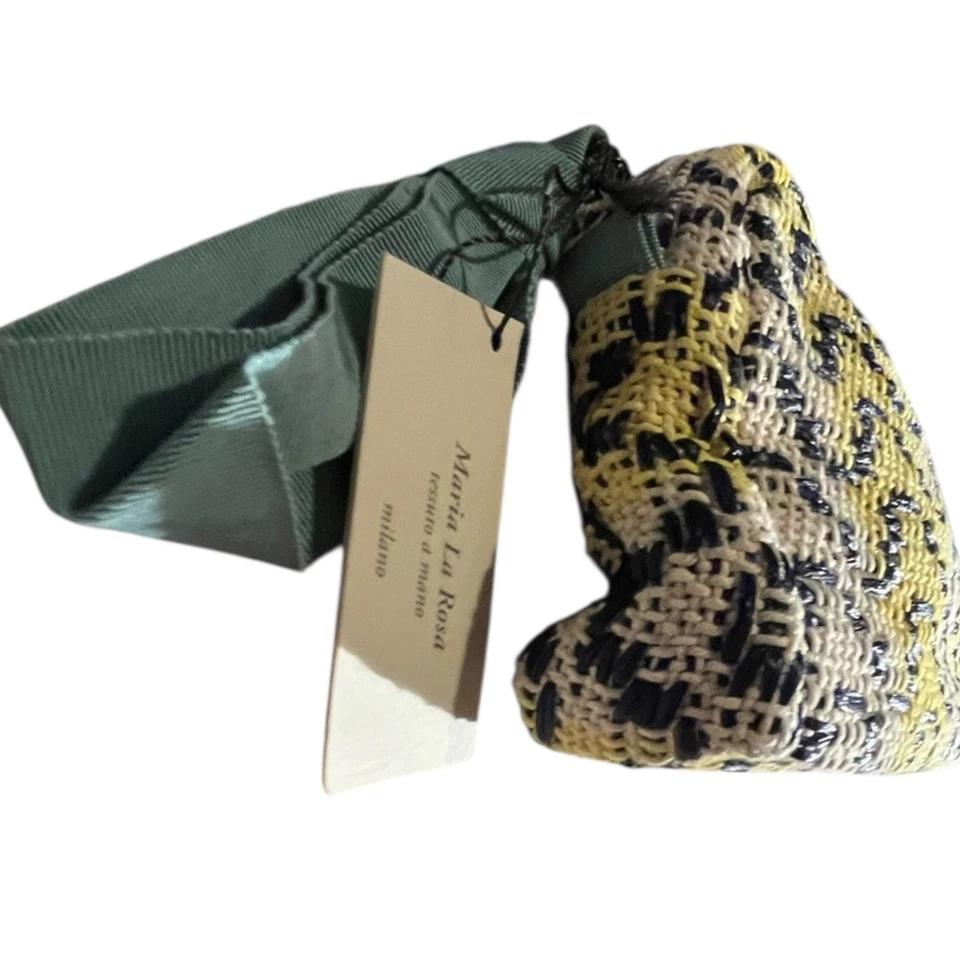 Maria La Rosa "Game" mini clutch wrist bag in Black and Yellow - Image 3 of 4