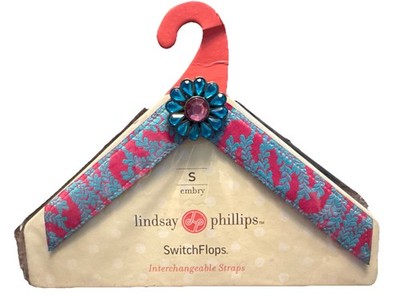 Lindsay Phillips Switchflops Interchangeable Straps Jasmine Pink Blue Sz S NEW