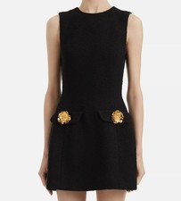 Oscar de la Renta Women's Black Tweed Wool Mini Dress Size 6