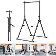 Image of Adjustable Foldable Power Tower Pull Up Bar Station Height 8 Level for Home Gym