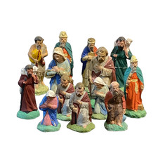Lot Devineau - 13 Anciens Santons Crèche de Noël - dans l'Etat