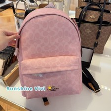 NWT Coach CEF46 Taylor Small Backpack Signature Canvas With Charms Powder pink