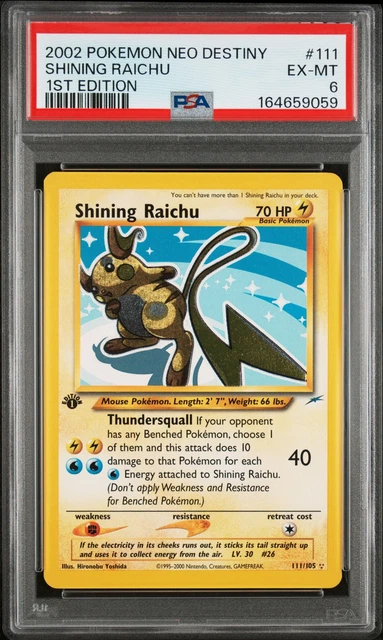 2002 POKEMON NEO DESTINY 1ST EDITION #111 SHINING RAICHU PSA 6