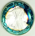 2010-W Proof American Silver Eagle Deep Cameo Neon Rainbow Toned Stunner