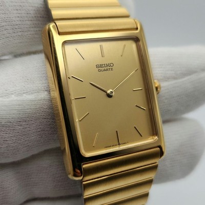 Seiko Tank-Style Men's Vintage Gold Tone Quartz Watch 6530-5550 | eBay