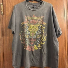 VTG Thrashed Aerosmith Concert Tee XL 9 Lives Tour 90s Cat Graphic Grunge Worn