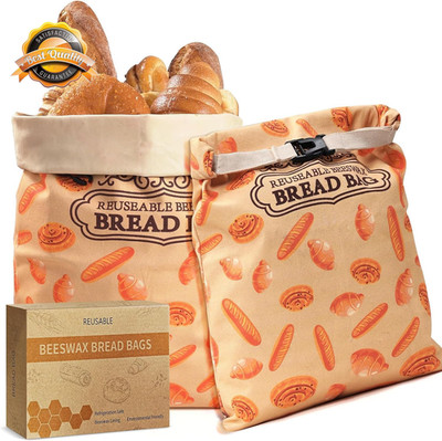 Beeswax Sourdough Bread Bag Reusable Cotton Lining Large Storage Bag XL