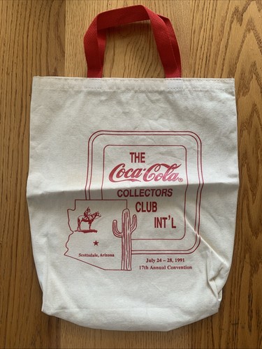 1991 Coca Cola Collectors Club 17th Annual Convention Canvas Tote Bag Coke Adv